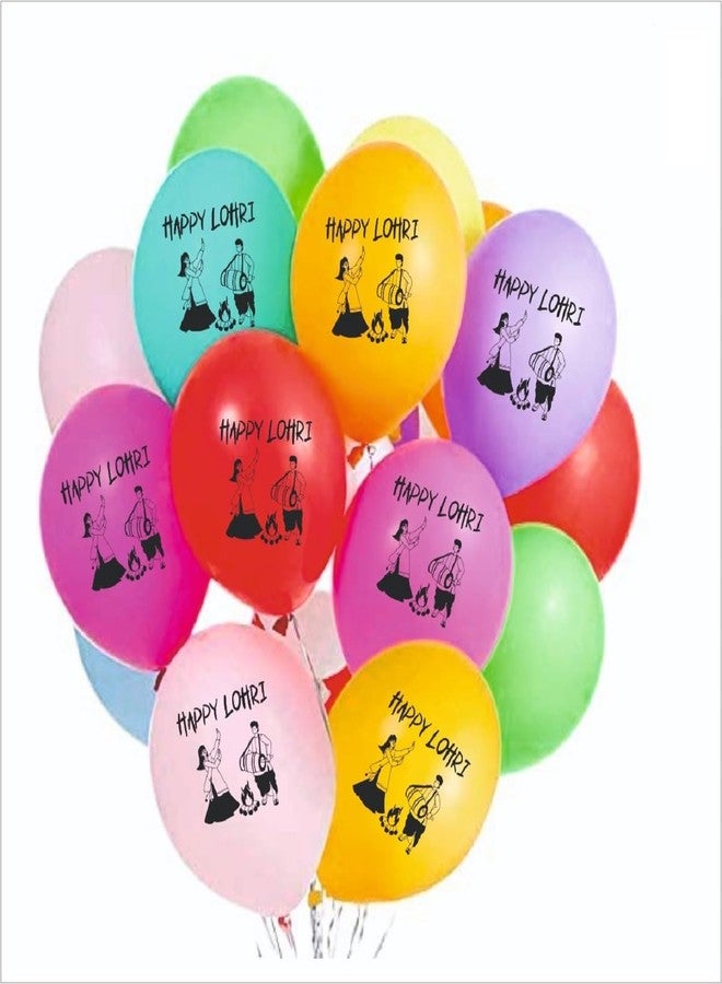 HK balloons 30Pcs Lohri Decorations Printed Balloons For Lohri Festival Multicolor Balloons to Celebrate Hindu Punjabi Occasion Function For Offices Home Lohri Decorations Items. Rubber - Image 1